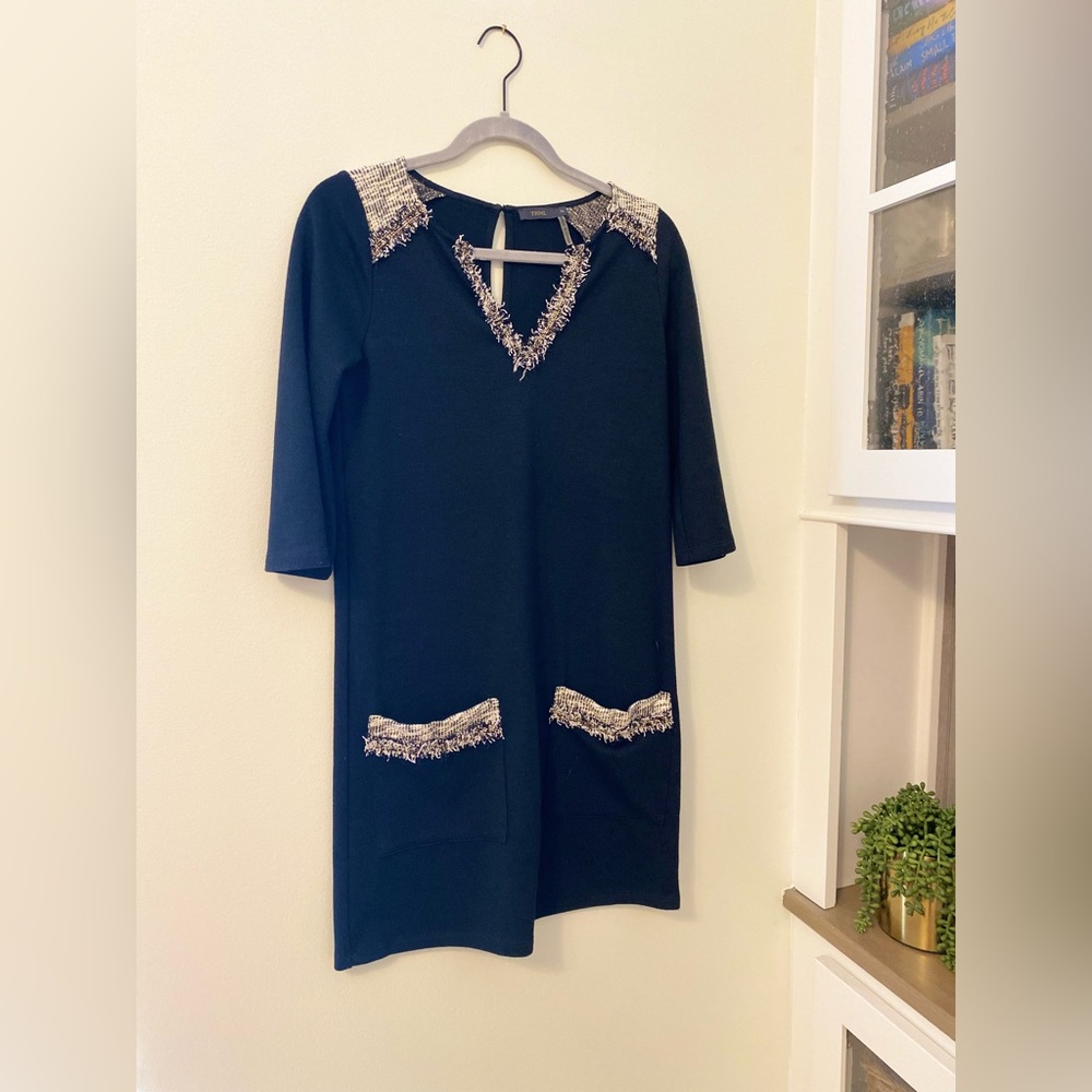 THML Black Cotton and Tweed Dress